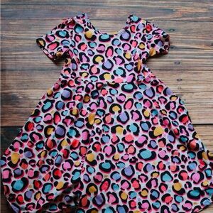 Ruffle Girl Boutique flair dress, Colorful Leopard Print Kids Casual Dress